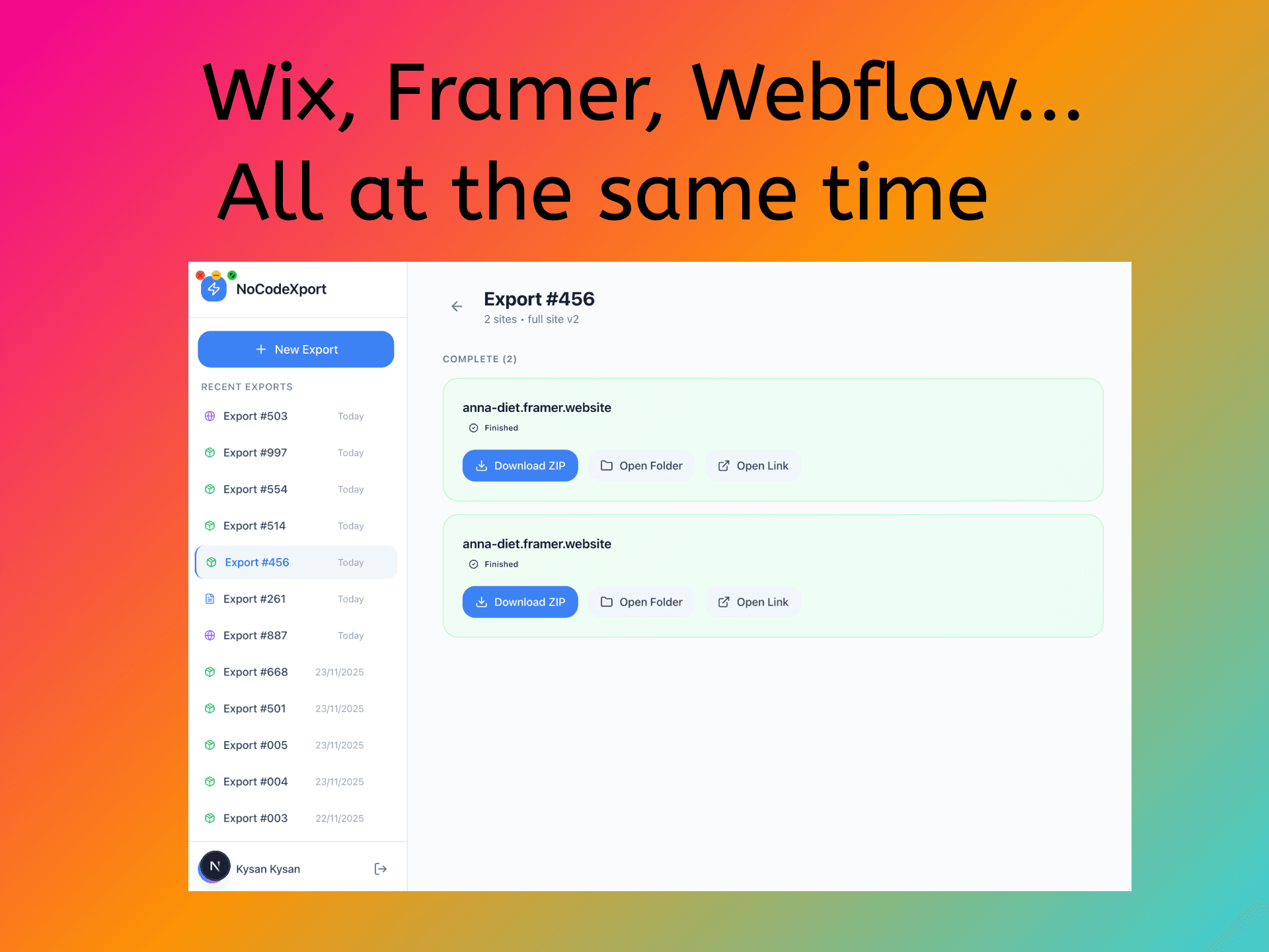 NocodeXport export preview